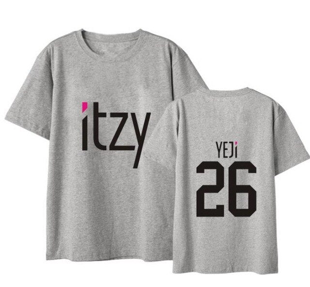 Kpop itzy member name printing black/white/grey t shirt summer style k-pop unisex o neck short sleeve t shirt S-2XL