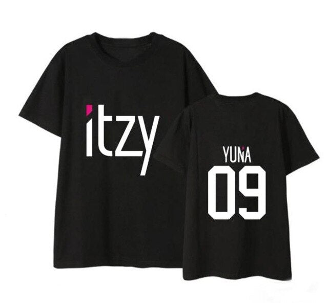 Kpop itzy member name printing black/white/grey t shirt summer style k-pop unisex o neck short sleeve t shirt S-2XL