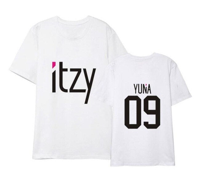 Kpop itzy member name printing black/white/grey t shirt summer style k-pop unisex o neck short sleeve t shirt S-2XL