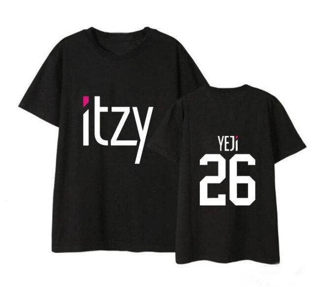 Kpop itzy member name printing black/white/grey t shirt summer style k-pop unisex o neck short sleeve t shirt S-2XL