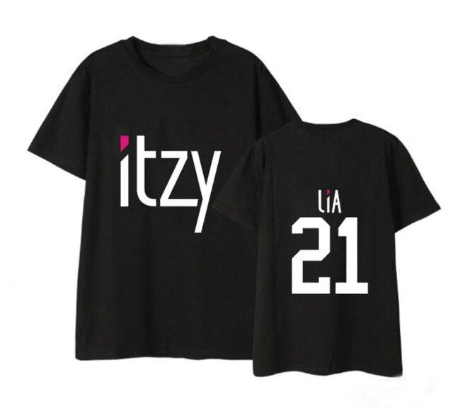 Kpop itzy member name printing black/white/grey t shirt summer style k-pop unisex o neck short sleeve t shirt S-2XL