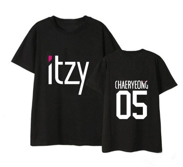 Kpop itzy member name printing black/white/grey t shirt summer style k-pop unisex o neck short sleeve t shirt S-2XL