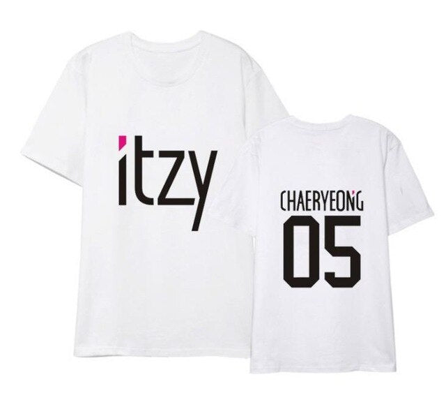 Kpop itzy member name printing black/white/grey t shirt summer style k-pop unisex o neck short sleeve t shirt S-2XL