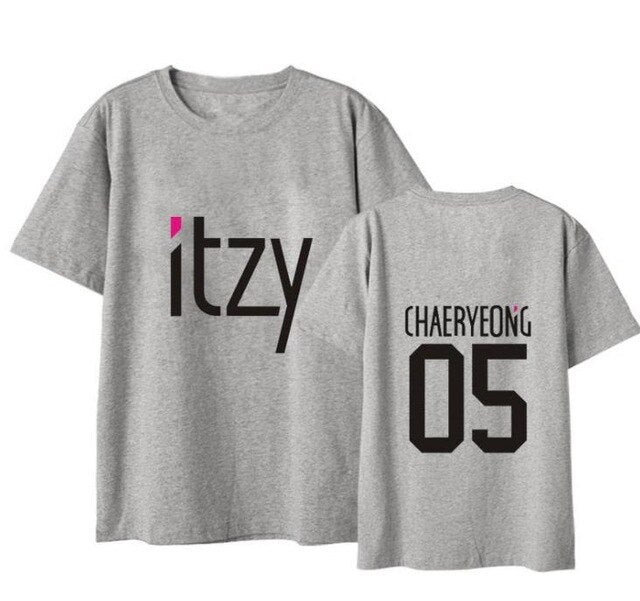 Kpop itzy member name printing black/white/grey t shirt summer style k-pop unisex o neck short sleeve t shirt S-2XL