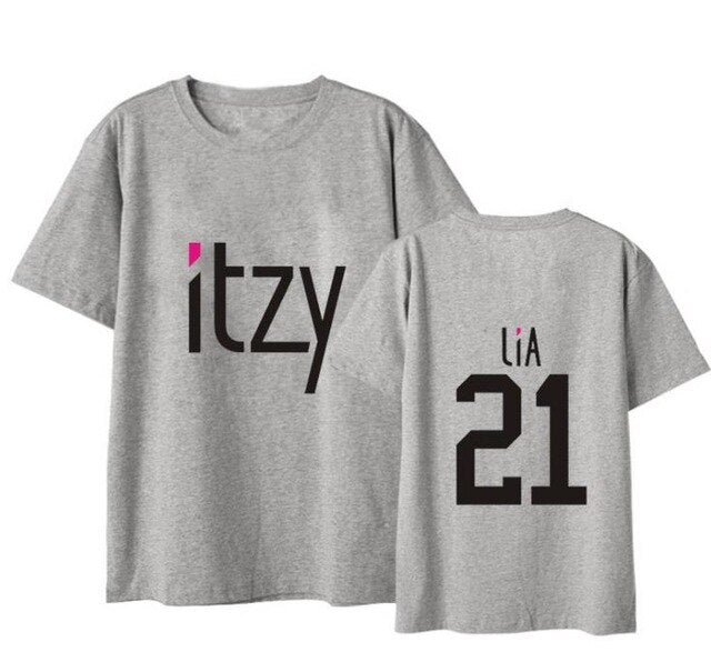 Kpop itzy member name printing black/white/grey t shirt summer style k-pop unisex o neck short sleeve t shirt S-2XL