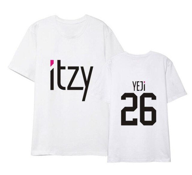 Kpop itzy member name printing black/white/grey t shirt summer style k-pop unisex o neck short sleeve t shirt S-2XL