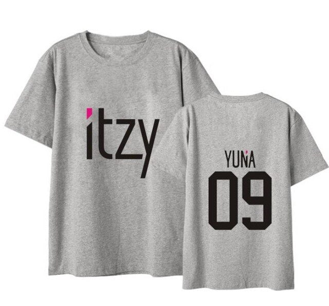 Kpop itzy member name printing black/white/grey t shirt summer style k-pop unisex o neck short sleeve t shirt S-2XL
