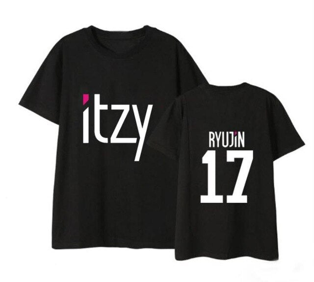 Kpop itzy member name printing black/white/grey t shirt summer style k-pop unisex o neck short sleeve t shirt S-2XL