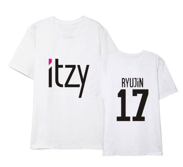Kpop itzy member name printing black/white/grey t shirt summer style k-pop unisex o neck short sleeve t shirt S-2XL