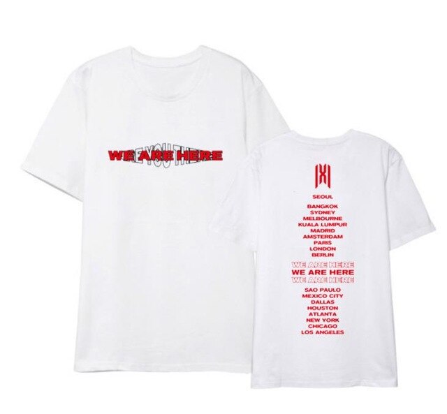 Monsta X we are here world tour city names printing o neck t shirt unisex fashion summer short sleeve t-shirt