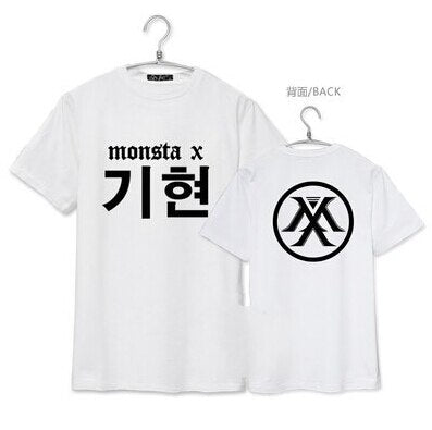 Monsta X member korean name  printing short sleeve T-shirt  men women summer t-shirt
