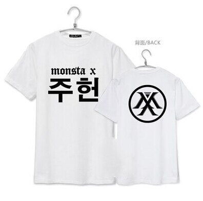Monsta X member korean name  printing short sleeve T-shirt  men women summer t-shirt