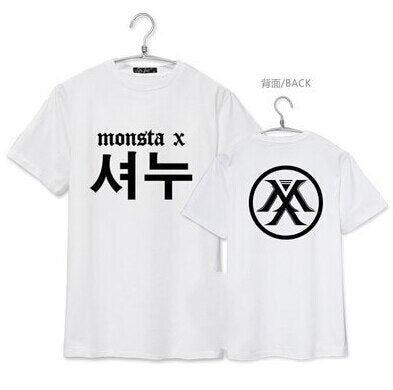 Monsta X member korean name  printing short sleeve T-shirt  men women summer t-shirt