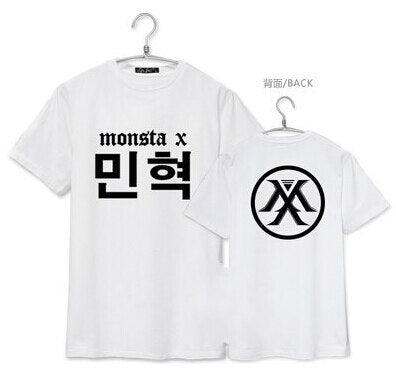 Monsta X member korean name  printing short sleeve T-shirt  men women summer t-shirt