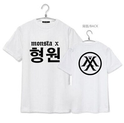 Monsta X member korean name  printing short sleeve T-shirt  men women summer t-shirt