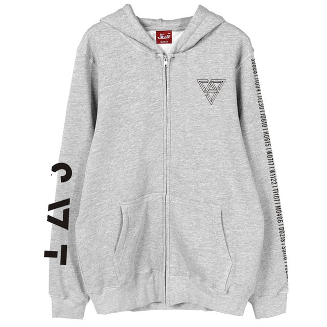 Kpop seventeen 2018 japan arena svt concert same printing zipper hoodie jacket fleece/thin unisex  outwear