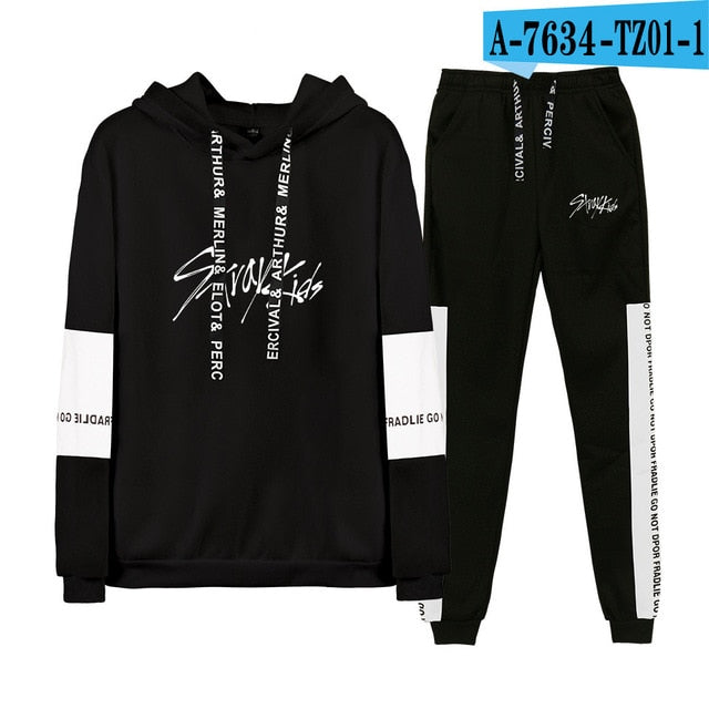 Kpop stray kids Hoodies/Sweatshirt I am who Album Women Men Autumn Spring Hip Pop StrayKids Pullover 2 Pieces Set Tracksuit