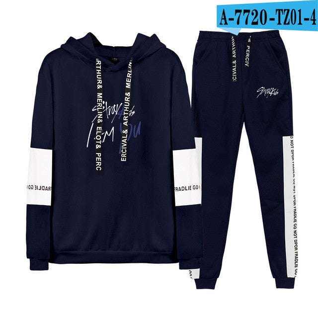 Kpop stray kids Hoodies/Sweatshirt I am who Album Women Men Autumn Spring Hip Pop StrayKids Pullover 2 Pieces Set Tracksuit