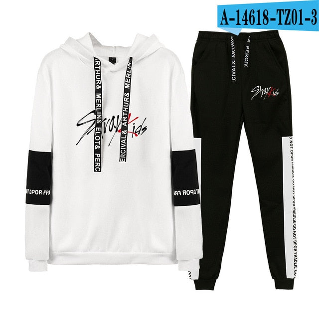 Kpop stray kids Hoodies/Sweatshirt I am who Album Women Men Autumn Spring Hip Pop StrayKids Pullover 2 Pieces Set Tracksuit