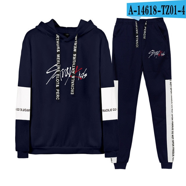 Kpop stray kids Hoodies/Sweatshirt I am who Album Women Men Autumn Spring Hip Pop StrayKids Pullover 2 Pieces Set Tracksuit