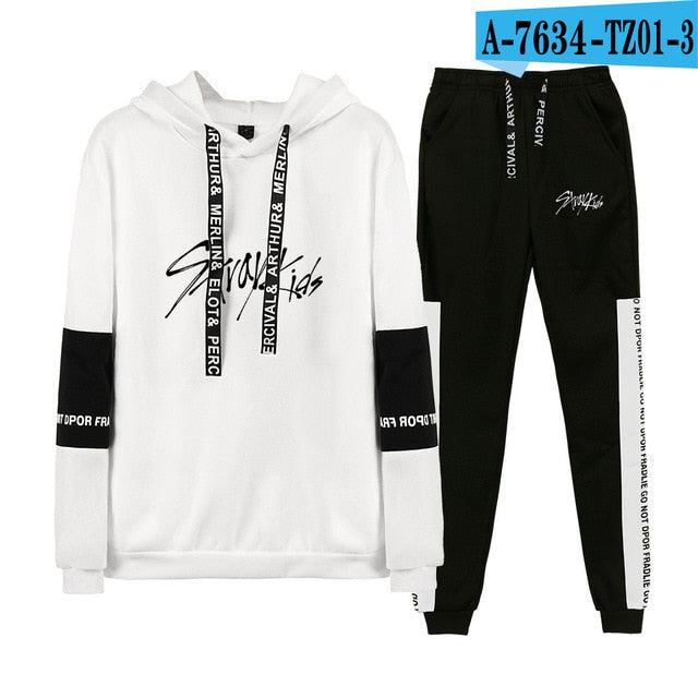 Kpop stray kids Hoodies/Sweatshirt I am who Album Women Men Autumn Spring Hip Pop StrayKids Pullover 2 Pieces Set Tracksuit