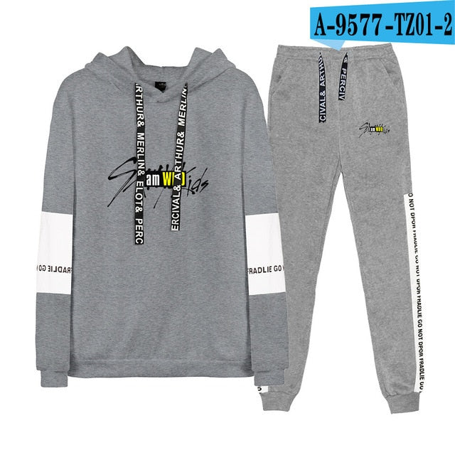 Kpop stray kids Hoodies/Sweatshirt I am who Album Women Men Autumn Spring Hip Pop StrayKids Pullover 2 Pieces Set Tracksuit