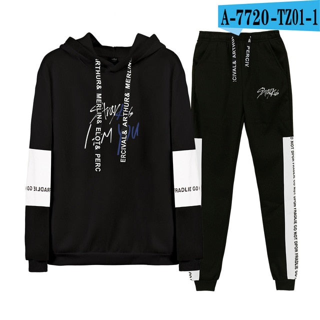 Kpop stray kids Hoodies/Sweatshirt I am who Album Women Men Autumn Spring Hip Pop StrayKids Pullover 2 Pieces Set Tracksuit