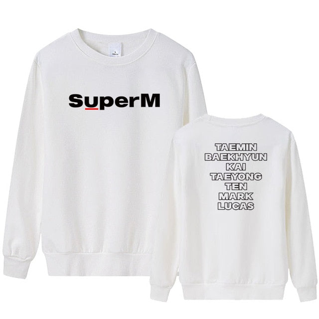 Kpop Super M all member names printing o neck pullover hoodies