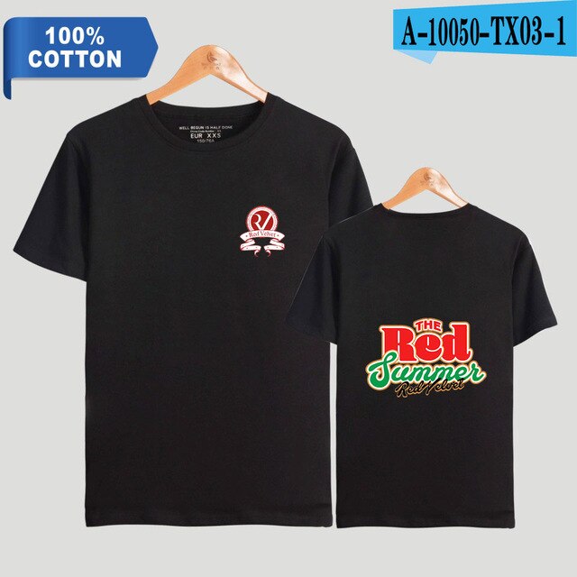 Red Velvet Kpop Printed 100% Cotton T-shirts Men Summer Short Sleeve Casual T-shirts 2021 Fashion Streetwear Clothes