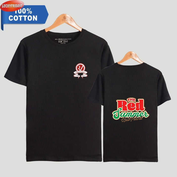 Red Velvet Kpop Printed 100% Cotton T-shirts Men Summer Short Sleeve Casual T-shirts 2021 Fashion Streetwear Clothes