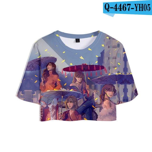 MAMAMOO 3D Printed Women Crop Top Fashion Kpop Summer Short Sleeve T-shirts