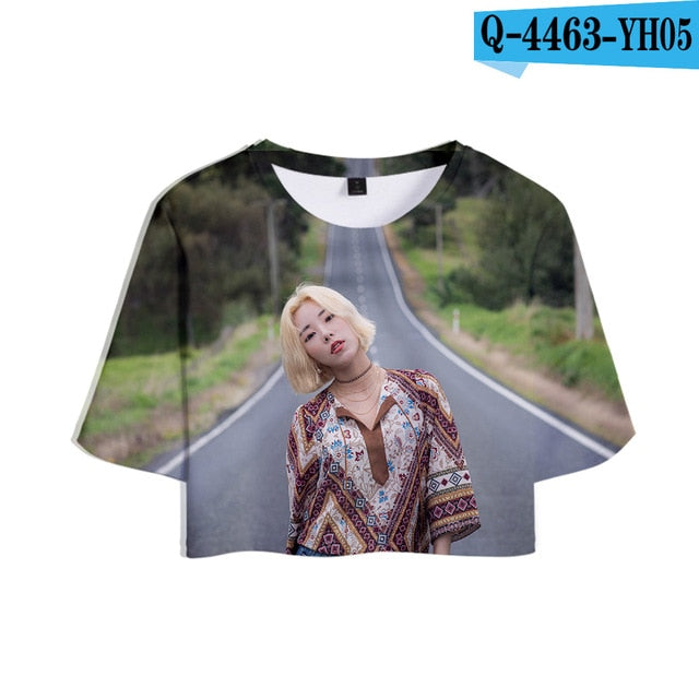 MAMAMOO 3D Printed Women Crop Top Fashion Kpop Summer Short Sleeve T-shirts