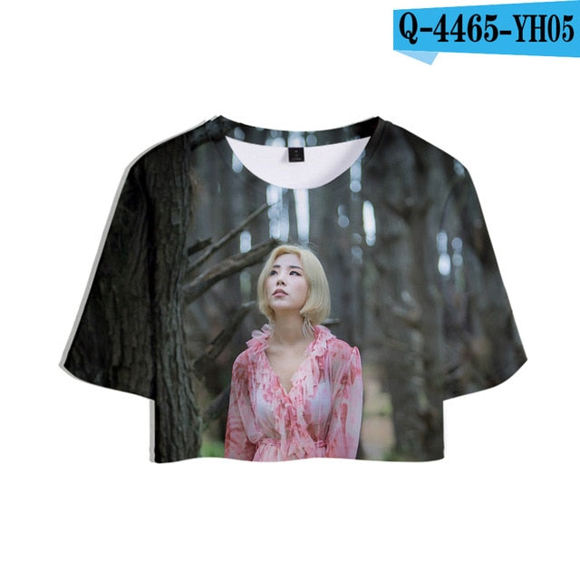 MAMAMOO 3D Printed Women Crop Top Fashion Kpop Summer Short Sleeve T-shirts