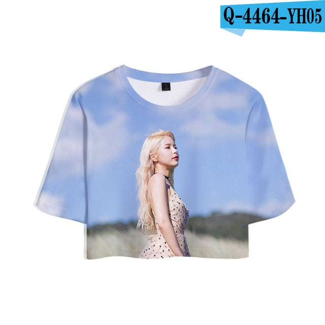 MAMAMOO 3D Printed Women Crop Top Fashion Kpop Summer Short Sleeve T-shirts