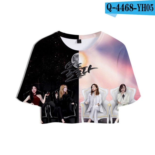 MAMAMOO 3D Printed Women Crop Top Fashion Kpop Summer Short Sleeve T-shirts