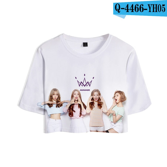 MAMAMOO 3D Printed Women Crop Top Fashion Kpop Summer Short Sleeve T-shirts