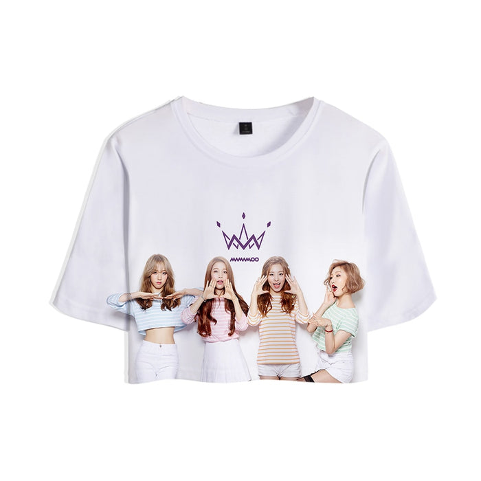 MAMAMOO 3D Printed Women Crop Top Fashion Kpop Summer Short Sleeve T-shirts