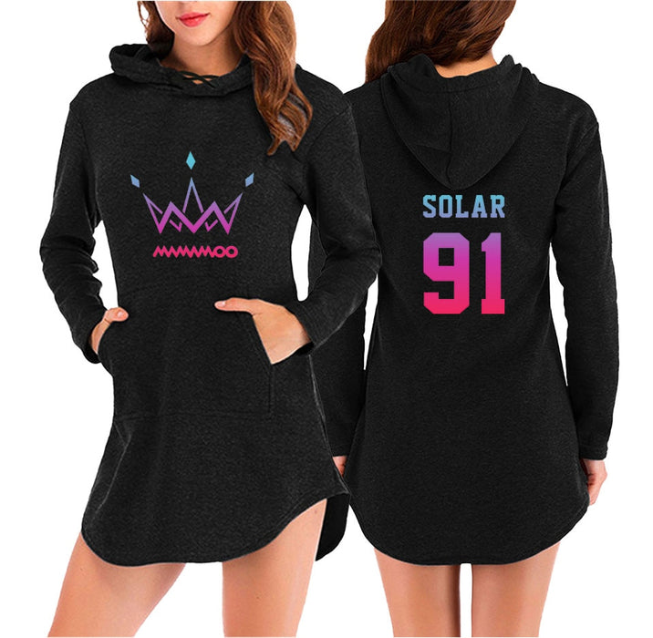 MAMAMOO print Hoodies Dress fashion casual comfortable cool Popular Basic Street Hip Hop Women Autumn/Winter Dress
