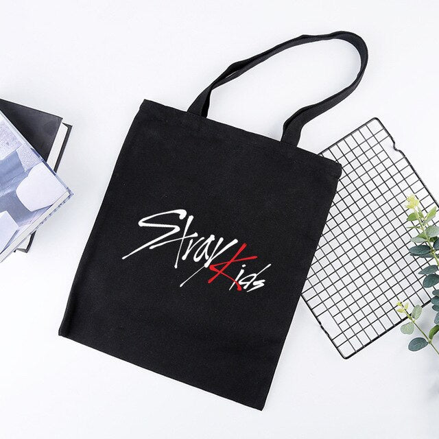 Stray Kids Canvas Bag Casual Shopping Bag with Zipper KPOP Fans Collection