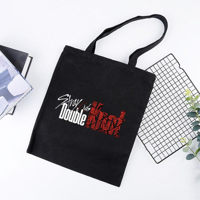 Stray Kids Canvas Bag Casual Shopping Bag with Zipper KPOP Fans Collection