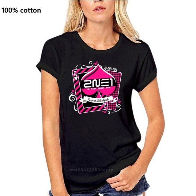 Men t-shirt 2NE1 Forever Blackjack tshirt Women t shirt
