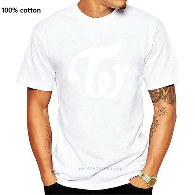 Men tshirt  TWICE KPOP LOGO   WHITE Unisex T Shirt