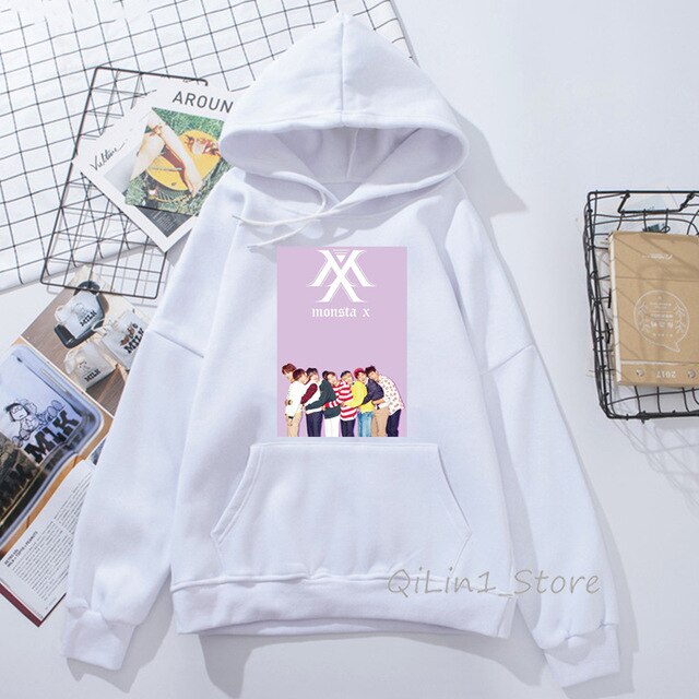 Monsta X hoodie Women Men Wanna One Sweatshirt Kpop clothes Fans Fleece Hooded Tracksuit punk Pullover oversize streetwear