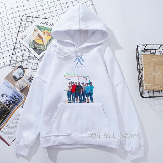 Monsta X hoodie Women Men Wanna One Sweatshirt Kpop clothes Fans Fleece Hooded Tracksuit punk Pullover oversize streetwear