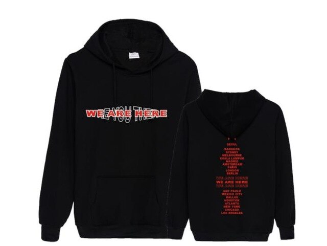Monsta x we are here concertame all city names unisex kpop fleece/thin pullover loose Sweatshirt tshirt - Kpopshop