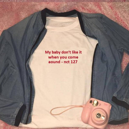 Kpop Newest My Baby Don't Like It When You Come Around Nct 127 T Shirt Women Summer Cotton Short Sleeve O Neck Tee Shirt Femme that you'll fall in love with. At an affordable price at KPOPSHOP, We sell a variety of My Baby Don't Like It When You Come Around Nct 127 T Shirt Women Summer Cotton Short Sleeve O Neck Tee Shirt Femme with Free Shipping.