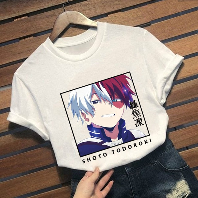 My Hero Academia Shoto Todoroki Letter Printed Anime Fashion Men Women T-shirt Casual