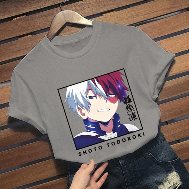 My Hero Academia Shoto Todoroki Letter Printed Anime Fashion Men Women T-shirt Casual