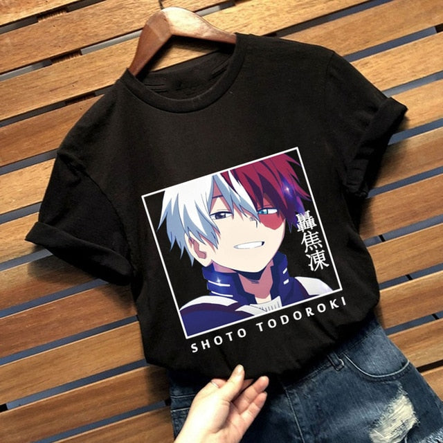 My Hero Academia Shoto Todoroki Letter Printed Anime Fashion Men Women T-shirt Casual
