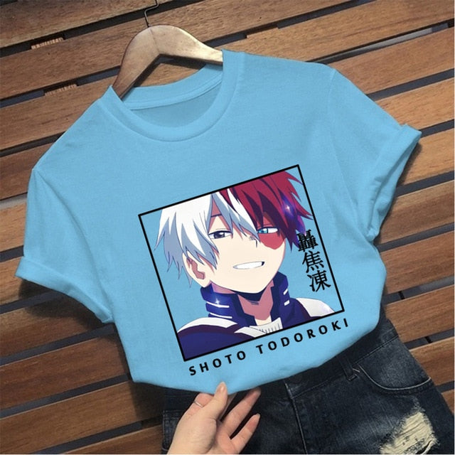 My Hero Academia Shoto Todoroki Letter Printed Anime Fashion Men Women T-shirt Casual
